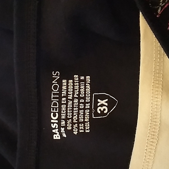 Basic Editions blouse in 3X Black in applique flowers - Picture 6 of 8